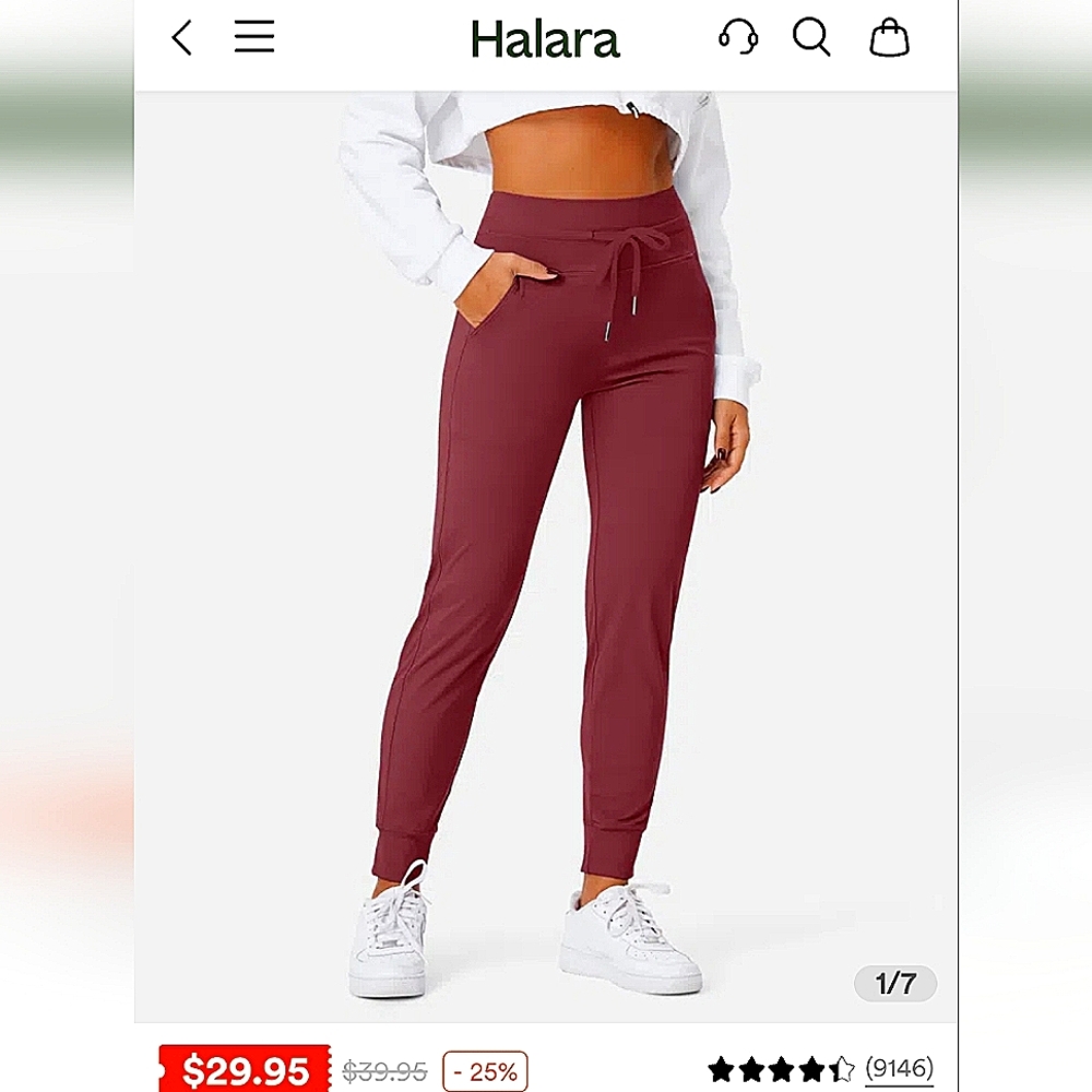 HALARA High waist drawstring full length jogger